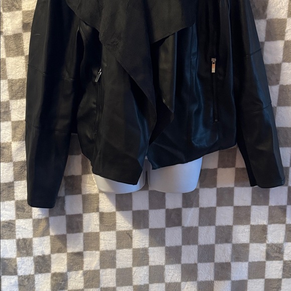 Bagatelle Women's Draped Faux Black Leather Jacket Size XXL 100% Polyester - Picture 4 of 8